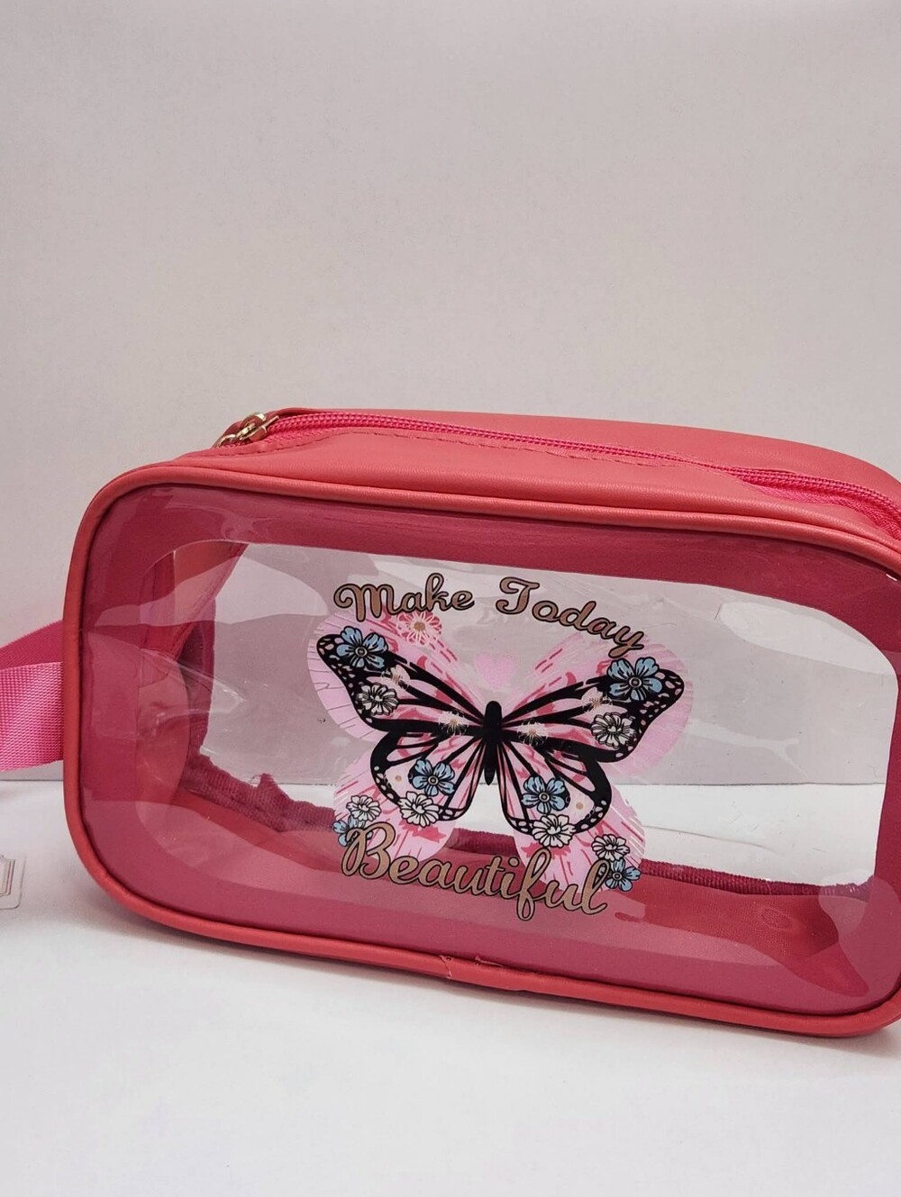 Pink Butterfly Clear Toiletry Bag - Make Today Beautiful